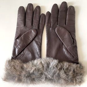 50’s Vintage leather & fur cuff Fowness gloves 7.5